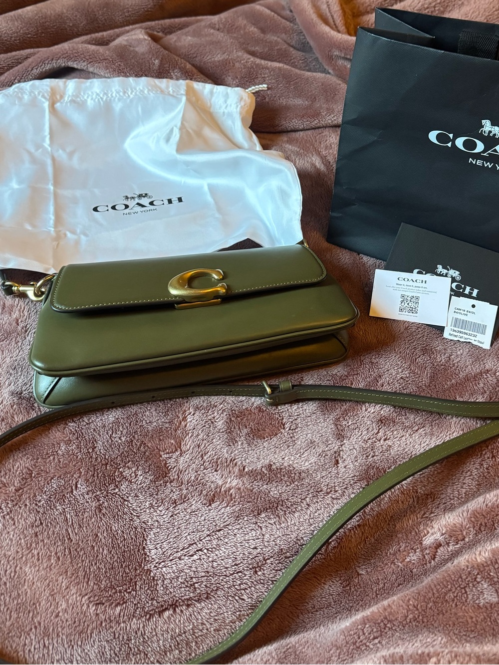 Coach Jet Shoulder Bag in Brass/Olive Green Refined Calf Leather - Picture 10 of 11